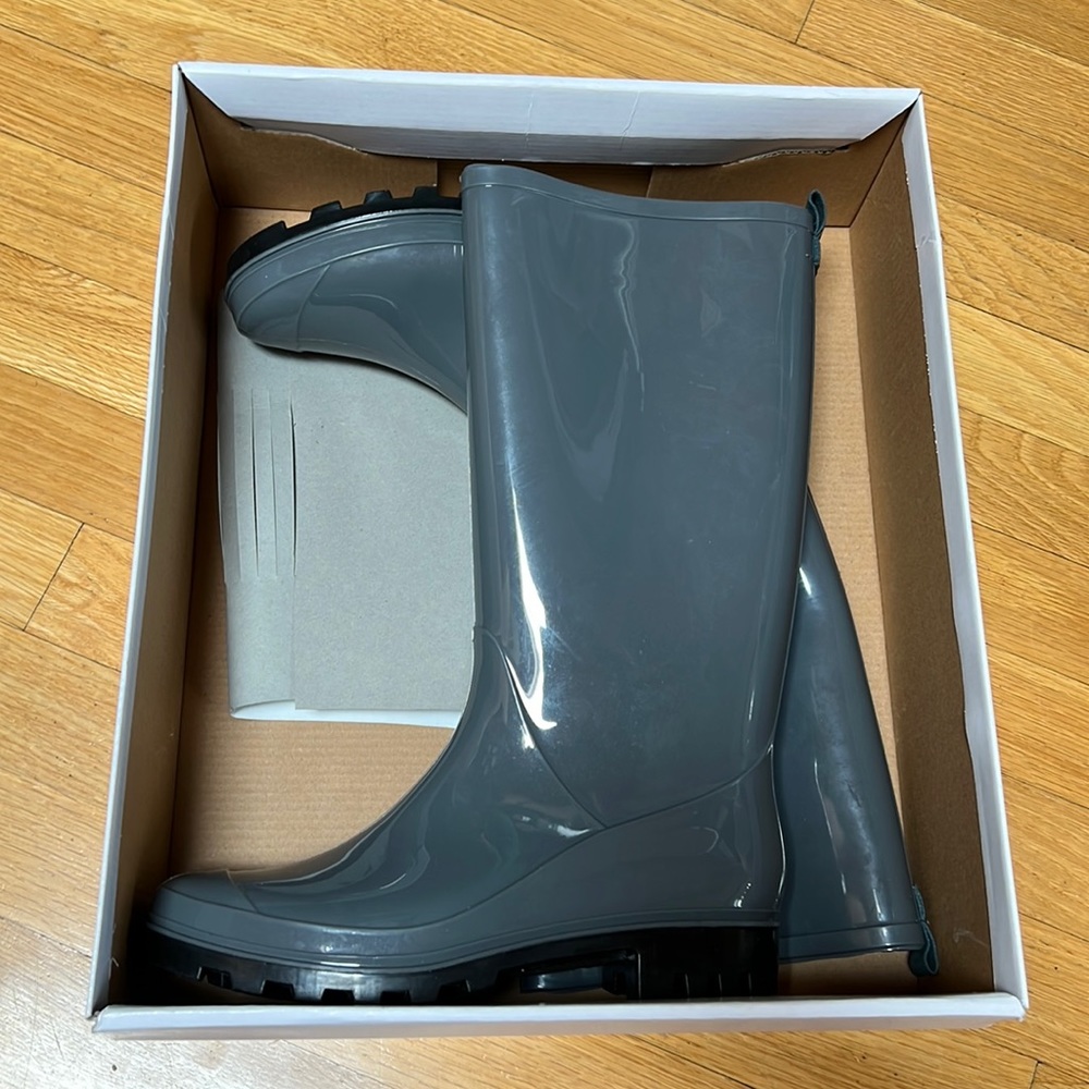 Grey Shiny Women's Rainboots